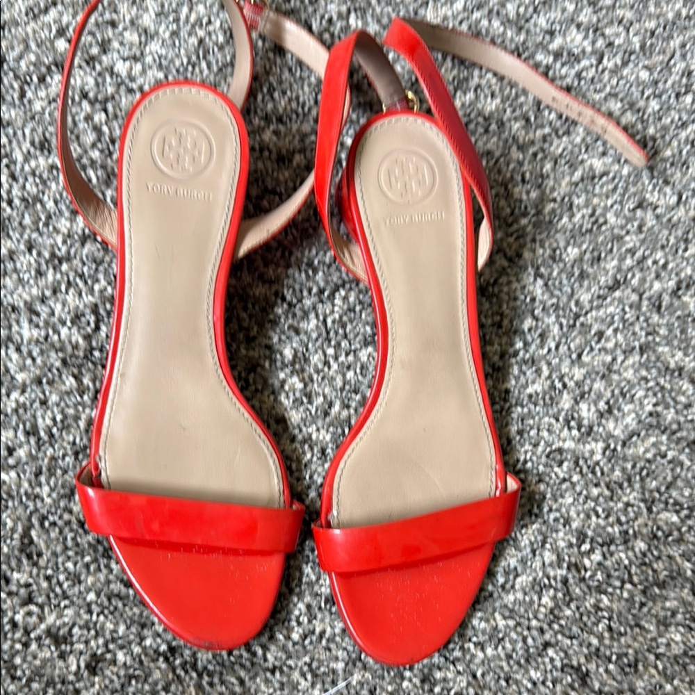 Tory Burch Red Cream Slingback Sandals